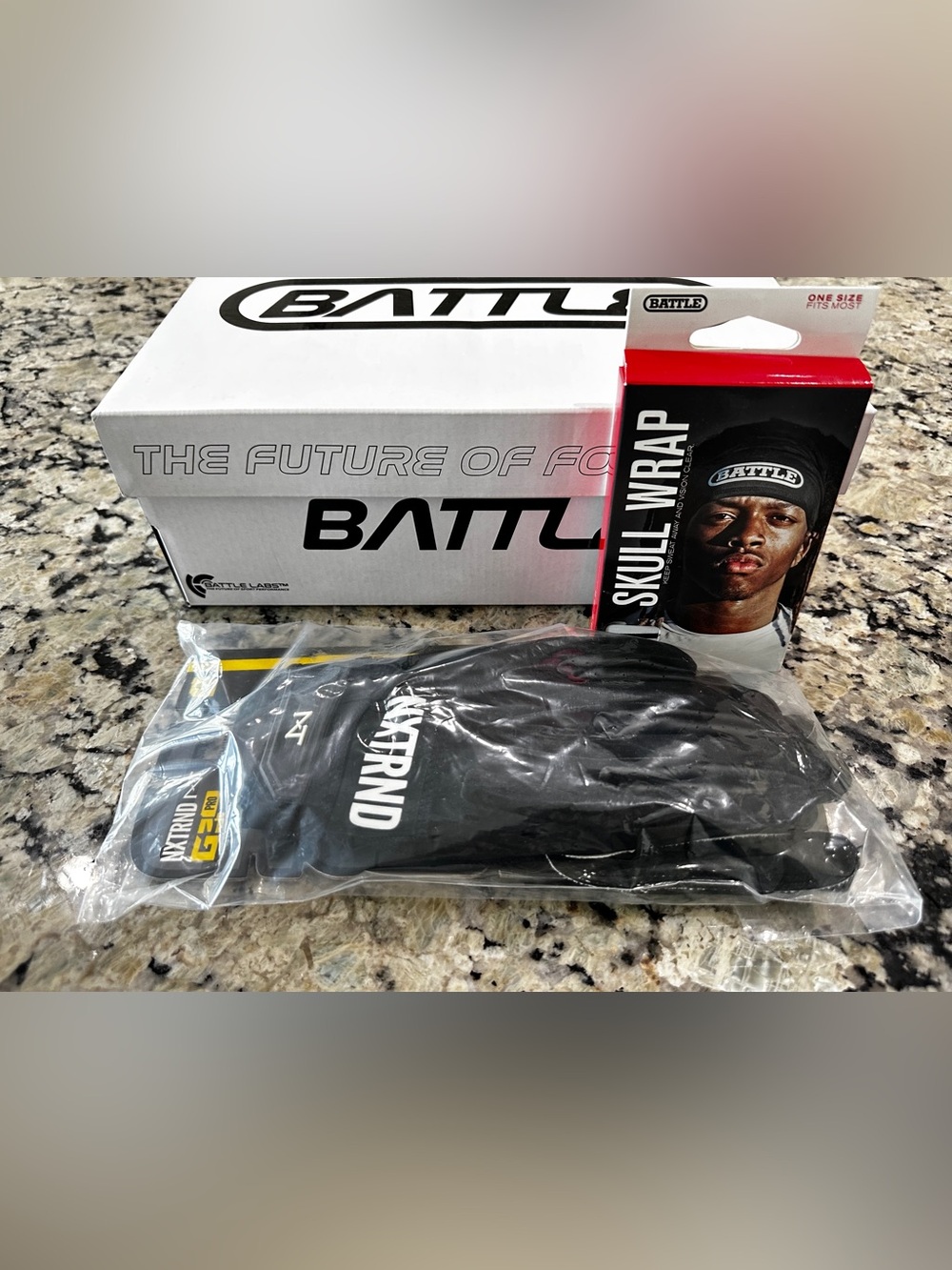 BATTLE Astrofly Black Football Cleats, size 10.5, skull wrap & NXTRND gloves - Picture 7 of 10